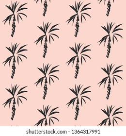 Tropical palm leaf background. Vector floral illustration with palm silhouettes. Summer nature print. Exotic plant.
