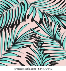 Tropical palm leaf background. Vector floral illustration. Summer nature print. Exotic plant