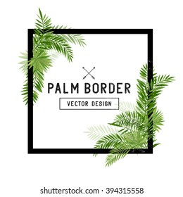 Tropical Palm Leaf Border Vector. 