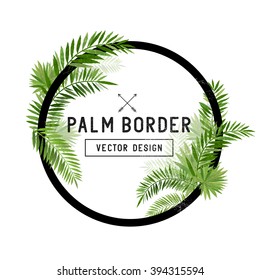Tropical Palm Leaf Border Vector.