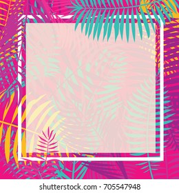 Tropical Palm Leaf Border Vector. summertime illustration.