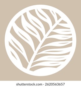 Tropical Palm Leaf Circle Wall Art Laser Cut Template Vector Design