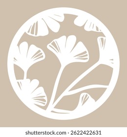 Tropical Palm Leaf Circle Wall Art Laser Cut Template Vector Design