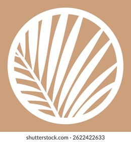Tropical Palm Leaf Circle Wall Art Laser Cut Modelo Vetor Design