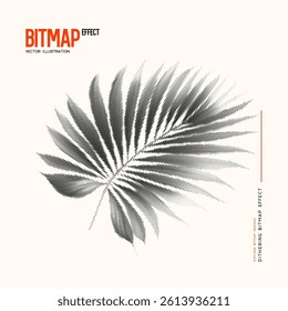 Tropical palm leaf with halftone effect. Exotic jungle leaves for summer jungle vintage retro design. Trendy vector illustration.