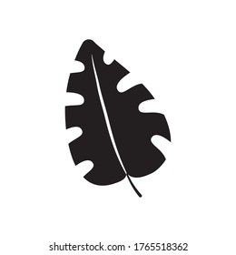 tropical palm leaf icon over white background, silhouette style, vector illustration