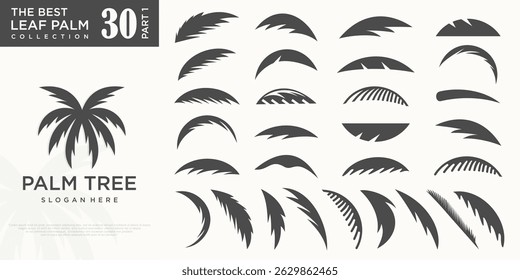 Tropical Palm leaf icon set logo design template . vector illustration