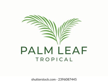 Logo-Symbol für tropische Palmenblätter, Vektorgrafik-Design