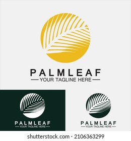 Plantilla de diseño del vector del logotipo de la hoja de palma tropical