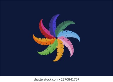 logotipo de hoja de palma tropical vectorial icono ilustración plantilla de diseño de fondo oscuro