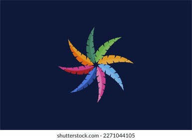 logotipo de hoja de palma tropical vectorial icono ilustración plantilla de diseño de fondo oscuro