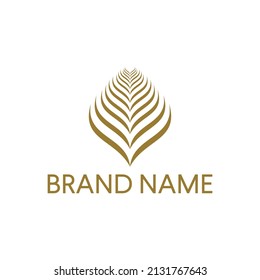 Tropical Palm Leaf Luxury Logo Design Icon Vector