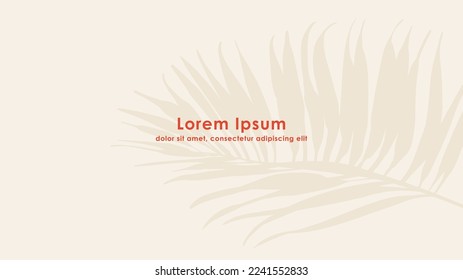 Tropical palm leaf on beige background