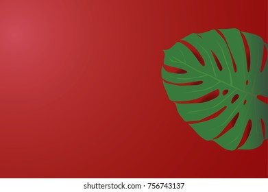 tropical palm leaf on red background. vector eps 10.