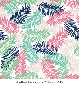 Tropical palm leaf pattern spring trendy colors 2023 colored.