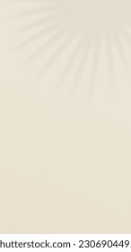 Tropical palm leaf shadow. Palm leaf on soft color background. Social network stories template. Vertical mobile phone banner. Vector illustration