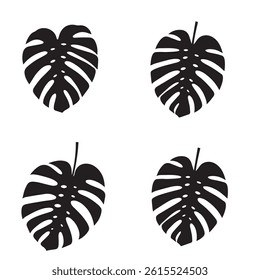 Tropical Palm Leaf Silhouettes Monstera Floral Background Vector Isolated tropical, palm, leaves, silhouette, monstera, floral