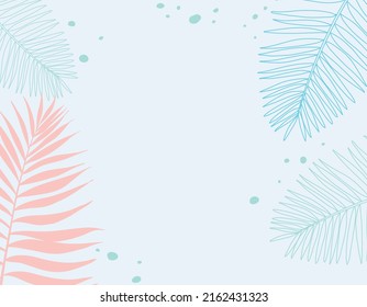 Tropical palm leaf summer on white background. Room for text, copy, lettering. Vector design illustration.