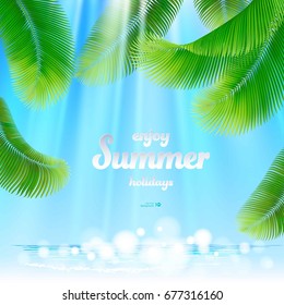 Tropical palm leaf. Vector eps 10.