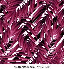  Tropical Palm leaf vector seamless.