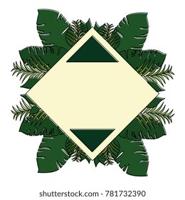 tropical palm leafs frame decorative