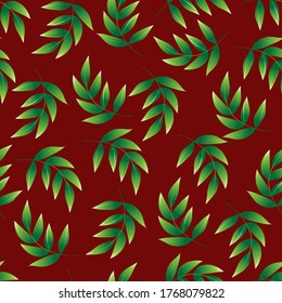 Tropical palm leaves, botanical vector illustration, seamless pattern. Flat style for spring and summer design. For paper, cover, fabric, gift wrap, wall art, home decor