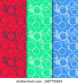 tropical palm leaves and circles seamless floral pattern hand drawn leaves