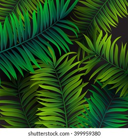 Tropical palm leaves design for text card. Vector illustration 