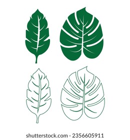 Tropical palm leaves design vector
