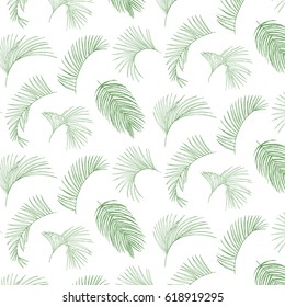 tropical palm leaves hand drawn vector pattern
