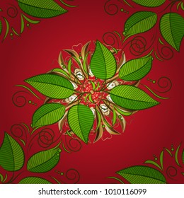 Tropical palm leaves, jungle leaf seamless vector trendy floral pattern on red, green and brown background. Summer design for fashion, prints, textile. Exotic wallpaper.