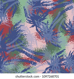 Tropical palm leaves, jungle leaf vector floral pattern background