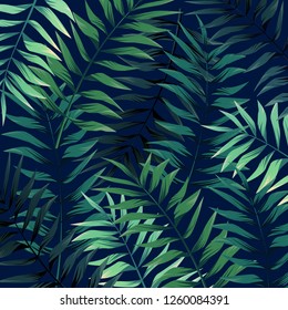 Tropical palm leaves, jungle leaf  vector floral pattern background. 