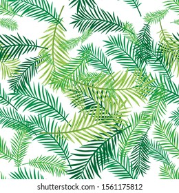 Tropical palm leaves, jungle leaf vector seamless floral pattern background