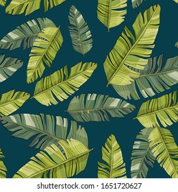 Tropical palm leaves, jungle leaf vector seamless floral pattern background. Vintage botanical illustration of wallpaper, fabric, decor