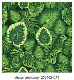 Tropical palm leaves, jungle leaf seamless vector floral pattern background. vector