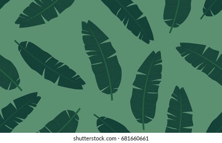Tropical palm leaves, jungle leaf seamless vector floral pattern On a light green background