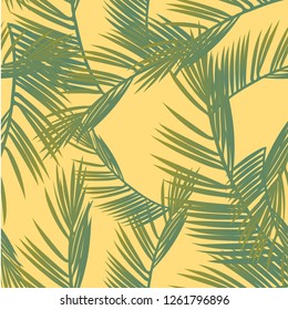 Tropical palm leaves, jungle leaves seamless vector floral pattern background
