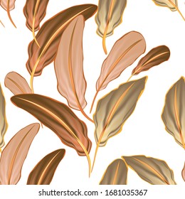 Tropical palm leaves, jungle leaves seamless vector flower pattern background.