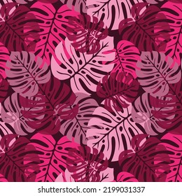 Tropical palm leaves, jungle leaves seamless vector floral pattern background