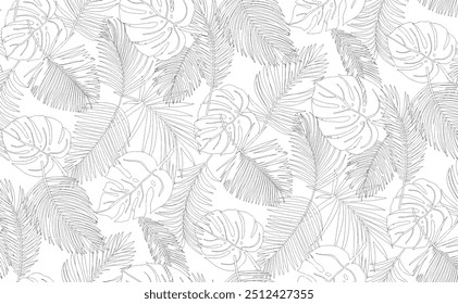 Tropical palm leaves, jungle leaves seamless vector floral pattern background