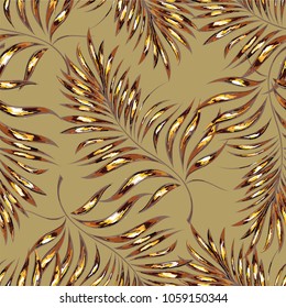 Tropical palm leaves, jungle . Vector floral pattern background.