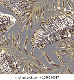 Tropical palm leaves, jungle . Vector floral pattern background.
