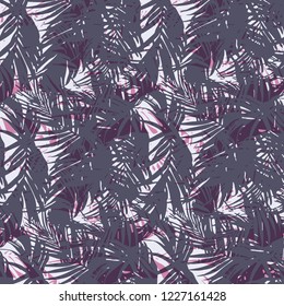 Tropical palm leaves, jungle leaves vector floral pattern background.