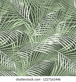 Tropical palm leaves, jungle leaves vector floral pattern background.