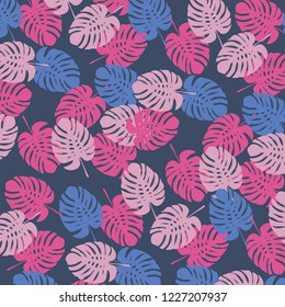 Tropical palm leaves, jungle leaves vector floral pattern background.