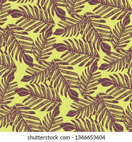 Tropical palm leaves, jungle leaves vector floral pattern background