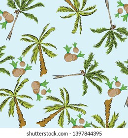 Tropical palm leaves, jungle leaves vector floral pattern background.