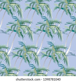 Tropical palm leaves, jungle leaves vector floral pattern background.