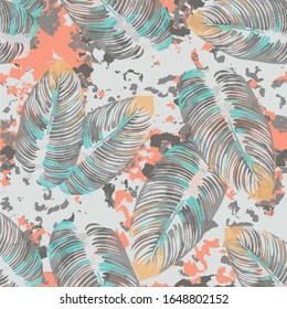 Tropical palm leaves, jungle leaves vector floral pattern background